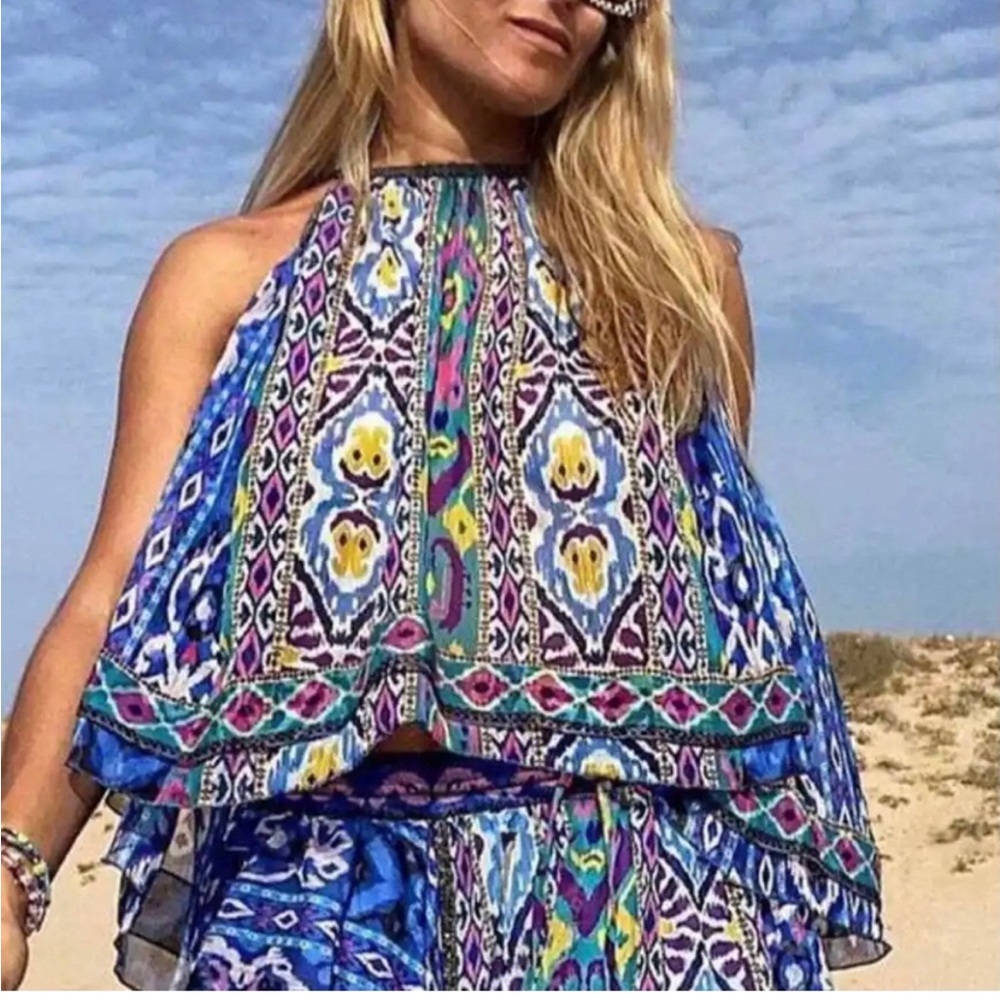 Zara printed flowy swing style tank top bloggers favorite